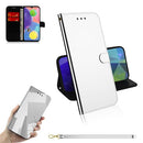For Galaxy A70s Mirror-like Magnetic Attraction Horizontal Flip Leather Case with Lanyard, Support Holder & Card Slot & Wallet(Silver)