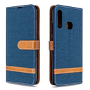 For Galaxy A70e Color Matching Denim Texture Horizontal Flip Leather Case with Holder & Card Slots & Wallet & Lanyard(Dark Blue)