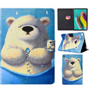Electric Pressed Left and Right Flat Feather Case with Pen Cover & Card Slot & Buckle Anti-slip Strip and Bracket(Polar Bear)