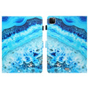 For iPad Pro 11 inch 2020 Painted Left and Right Flat Leather Tablet Case with Sleep Function & Card Slot & Buckle Anti-skid Strip and Bracket(Blue Marble)