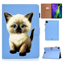 For iPad Pro 11 inch 2020 Sewing Thread Left and Right Painted Plate with Sleep Function & Pen Cover & Anti-skid strip & Bracket(Cat)
