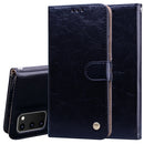 For Galaxy S20 Business Style Oil Wax Texture Horizontal Flip Leather Case, with Holder & Card Slots & Wallet(Black)