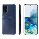 For Galaxy S20+ Fierre Shann Retro Oil Wax Texture PU Leather Case with Card Slots(Blue)