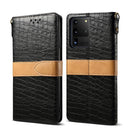 For Galaxy S20 Ultra Splicing Color Crocodile Texture PU Horizontal Flip Leather Case with Wallet & Holder & Card Slots & Lanyard(Pink)