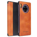 For Huawei Mate 30 Pro Fierre Shann Crazy Horse Texture PU + PC Horizontal Flip Leather Case with Smart View Window & Sleep Wake-up Function(Brown)
