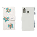For Galaxy A20E Horizontal Flip Solid Color Rhinestones Leather Case with Card Slot & Wallet & Holder(Three Butterflies)
