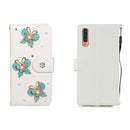For Galaxy A70 Horizontal Flip Solid Color Rhinestones Leather Case with Card Slot & Wallet & Holder(Three Butterflies)