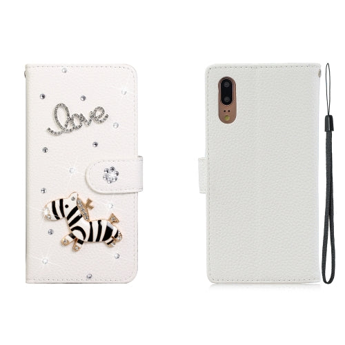 For Huawei P20 Horizontal Flip Solid Color Rhinestones Leather Case with Card Slot & Wallet & Holder(Trojan)