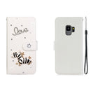 For Galaxy S9 Horizontal Flip Solid Color Rhinestones Leather Case with Card Slot & Wallet & Holder(Trojan)