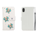 For iPhone XS Max Horizontal Flip Solid Color Rhinestones Leather Case with Card Slot & Wallet & Holder(Three Butterflies)