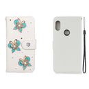 For Xiaomi Redmi Note 6 Horizontal Flip Solid Color Rhinestones Leather Case with Card Slot & Wallet & Holder(Three Butterflies)
