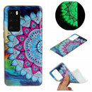 For Huawei P40 Luminous TPU Mobile Phone Protective Case(Half-flower)