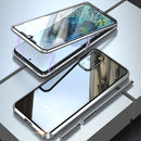 For Galaxy S20+ Shockproof Double-sided Tempered Glass Magnetic Attraction Case with Black Camera Lens Protector Cover(Silver)