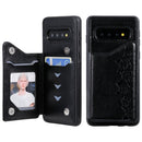 For Galaxy S10 Six Cats Embossing Pattern Protective Case with Holder & Card Slots & Photo Frame(Black)