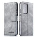 For Huawei P40 Pro Diaobaolee Pure Fresh Texture Horizontal Flip Leather Case, with Holder & Card Slot & Wallet & Photo Frame(Grey)
