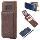 For Galaxy S8 Vertical Flip Shockproof Leather Protective Case with Short Rope, Support Card Slots & Bracket & Photo Holder & Wallet Function(Coffee)