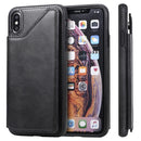 For iPhone XS Max Shockproof Calf Texture Protective Case with Holder & Card Slots & Frame(Black)