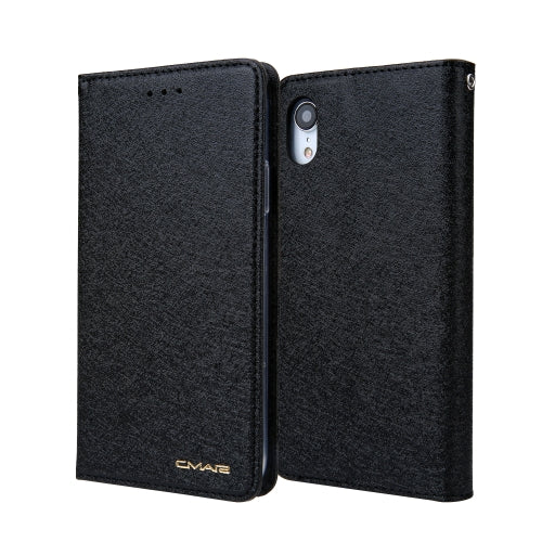 For iPhone XR CMai2 Silk Texture Horizontal Flip Leather Case with Holder & Card Slots & Photo Frame & Wallet(Black)
