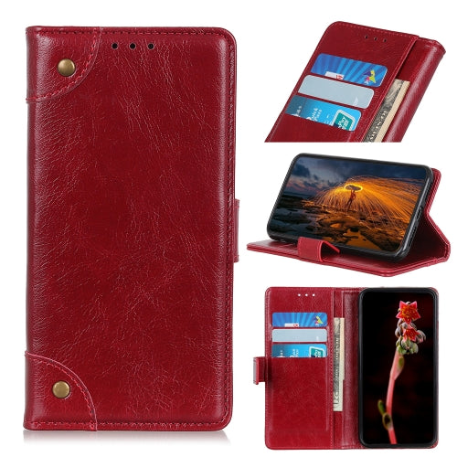 For Galaxy A21s Copper Buckle Nappa Texture Horizontal Flip Leather Case with Holder & Card Slots & Wallet(Red Wine)