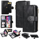 For iPhone X / XS Multifunctional Retro Detachable Magnetic Horizontal Flip Leather Case with Card Slots & Holder & Wallet & Photo Frame(Black)