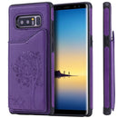 For Galaxy Note 8 Cat Tree Embossing Pattern Shockproof Protective Case with Card Slots & Photo Frame & Holder(Purple)