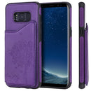 For Galaxy S8 Cat Tree Embossing Pattern Shockproof Protective Case with Card Slots & Photo Frame & Holder(Purple)