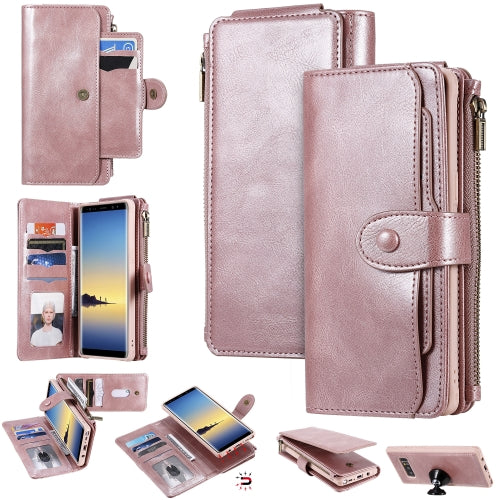 For Galaxy Note 8 Multifunctional Retro Detachable Magnetic Horizontal Flip Leather Case with Card Slots & Holder & Wallet & Photo Frame(Rose Gold)