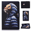 Electric Horizontal TPU Painted Flat Feather Case with Pen Cover & Card Slot & Holder(Little Yellow Cat)