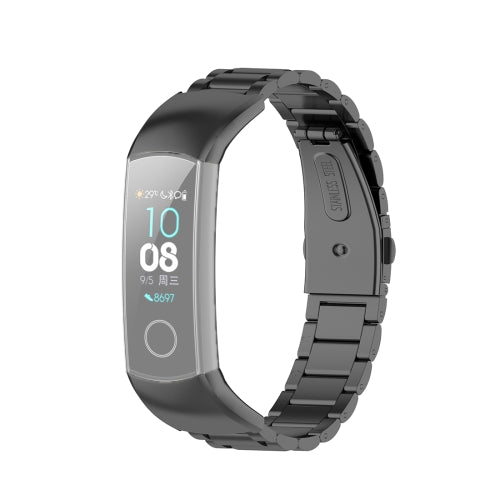 For Huawei Honor Band 4 (CRS-B19) / Honor Band 5 (CRS-B19S) Three Beads Steel Wrist Strap Watchband(Black)