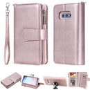 For Galaxy S10e 2 in 1 Solid Color Zipper Shockproof Protective Case with Card Slots & Bracket & Photo Holder & Wallet Function(Rose Gold)