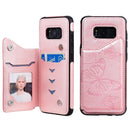 For Galaxy S8 Butterfly Embossing Pattern Shockproof Protective Case with Holder & Card Slots & Photo Frame(Rose Gold)