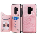 For Galaxy S10 Plus Butterfly Embossing Pattern Shockproof Protective Case with Holder & Card Slots & Photo Frame(Rose Gold)