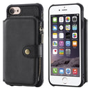 For iPhone SE 2020 / 8 / 7 Zipper Shockproof Protective Case with Card Slots & Bracket & Photo Holder & Wallet Function(Black)