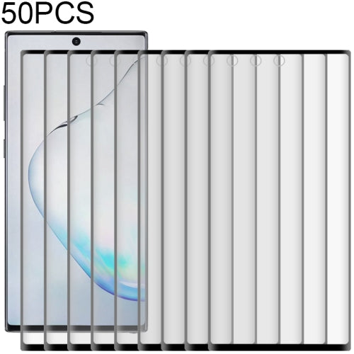 50 PCS 3D Curved Silk-screen PET Full Coverage Protective Film for Galaxy Note 10+(Black)