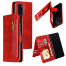 For Huawei P40 Nine Card Zipper Bag Horizontal Flip Leather Case With Holder & Card Slots & Photo Frame & Wallet(Red)