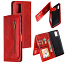 For Galaxy A51 Nine Card Zipper Bag Horizontal Flip Leather Case With Holder & Card Slots & Photo Frame & Wallet(Red)