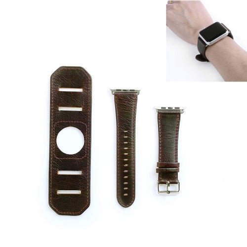 For Apple Watch 5 & 4 44mm / 3 & 2 & 1 42mm Crazy Horse Texture Bracelet Watchband(Dark Brown)