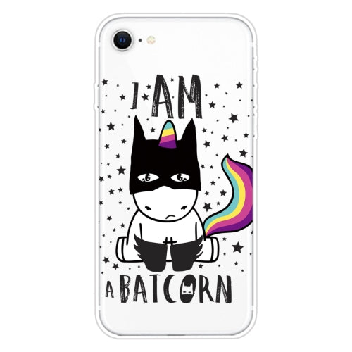 For iPhone SE (2020) Shockproof Painted Transparent TPU Protective Case(Batman)