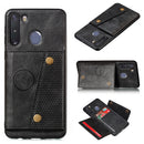 For Galaxy A21 PU + TPU Shockproof Magnetic Protective Case with Card Slots(Black)