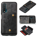 For Huawei Nova 6 PU + TPU Shockproof Magnetic Protective Case with Card Slots(Black)