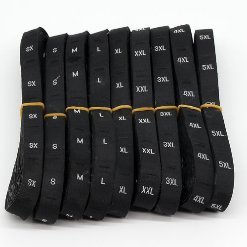 10 Roll 3.2 x 1.2cm Size Labels Polyester Cloth Clothing Label 1 Roll (about 380 PCs), Size:XXXL / 3XL(Black)