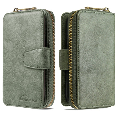 For Galaxy A70 Detachable Multifunctional Horizontal Flip Leather Case with Card Slots & Zipper Wallet & Photo Frame(Green)