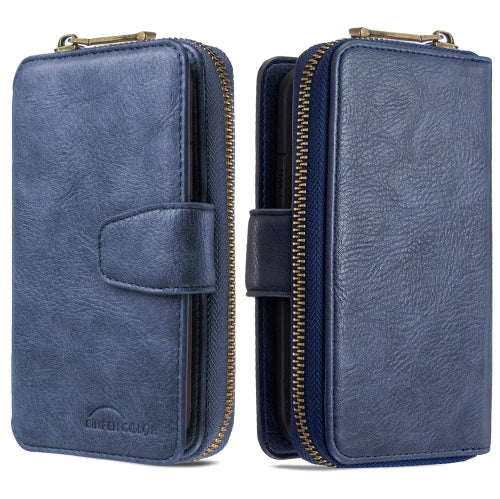 For Galaxy A71 Detachable Multifunctional Horizontal Flip Leather Case with Card Slots & Zipper Wallet & Photo Frame(Blue)