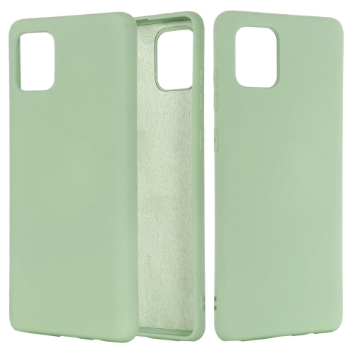 For Galaxy A81 Solid Color Liquid Silicone Dropproof Full Coverage Protective Case(Green)