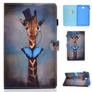 For Galaxy Tab A10.1 T580 Horizontal TPU Painted Flat Feather Case Anti-skid strip with Sleep Function & Pen Cover & Card Slot & Holder(Deer)