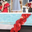 ZP0003015 Wave Shape Sequins Lace Belt DIY Clothing Accessories, Length: 25m, Width: 1.5cm(Red)