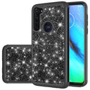 For Motorola Moto G Stylus(2020) Glitter Powder Contrast Skin Shockproof Silicone + PC Protective Case(Black)