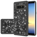 For Galaxy Note 8 Glitter Powder Contrast Skin Shockproof Silicone + PC Protective Case(Black)