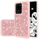For Galaxy S20 Ultra Glitter Powder Contrast Skin Shockproof Silicone + PC Protective Case(Rose Gold)