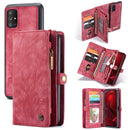For Galaxy A51 CaseMe Detachable Multifunctional Horizontal Flip Leather Case, with Card Slot & Holder & Zipper Wallet & Photo Frame(Red)